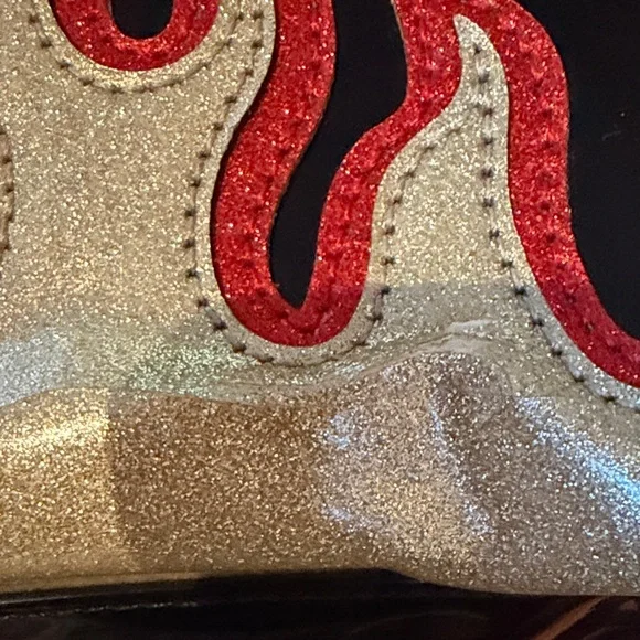 Lux de Ville Black and Gold Flame Shoulder Bag - Picture 3 of 4